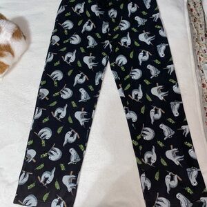 Kids Sloth Print Black Pajama Pants